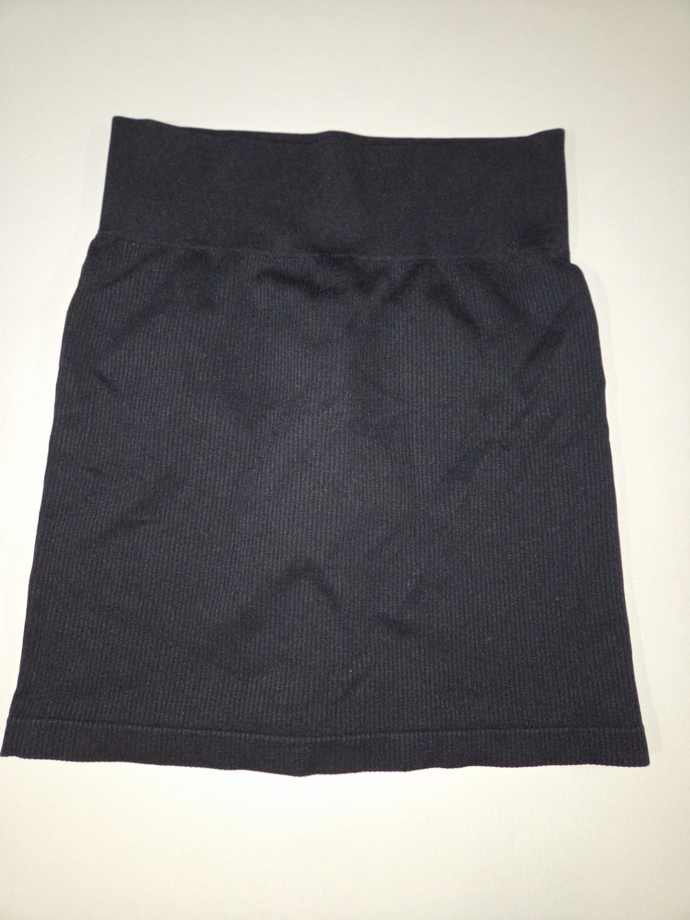 High-Waist Black Ribbed Pencil Skirt
